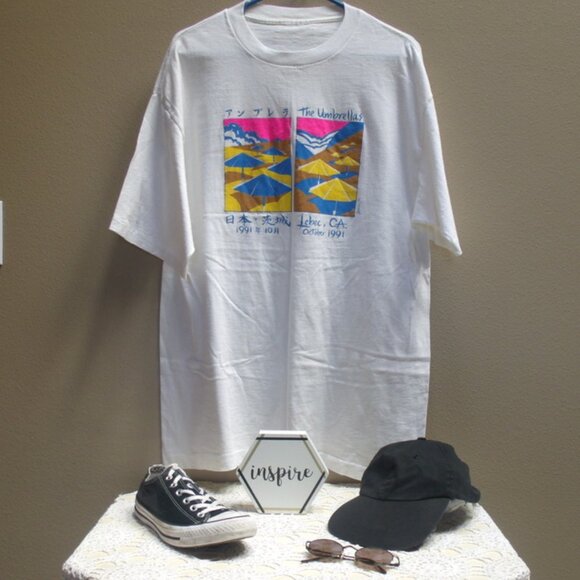 Rare Vintage Tee Shirt 'The Umbrellas' Christo and Jeanne-Claude USA Japan 1991 - Picture 2 of 3